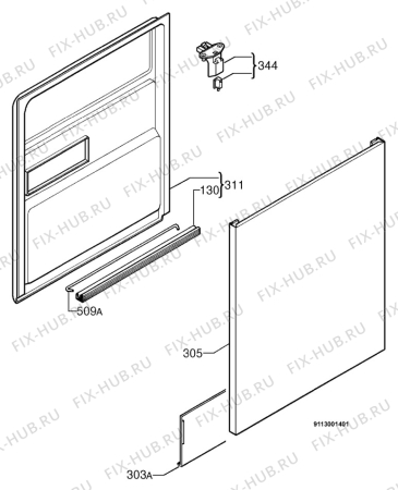 Взрыв-схема посудомоечной машины Rosenlew RW601 - Схема узла Door 003